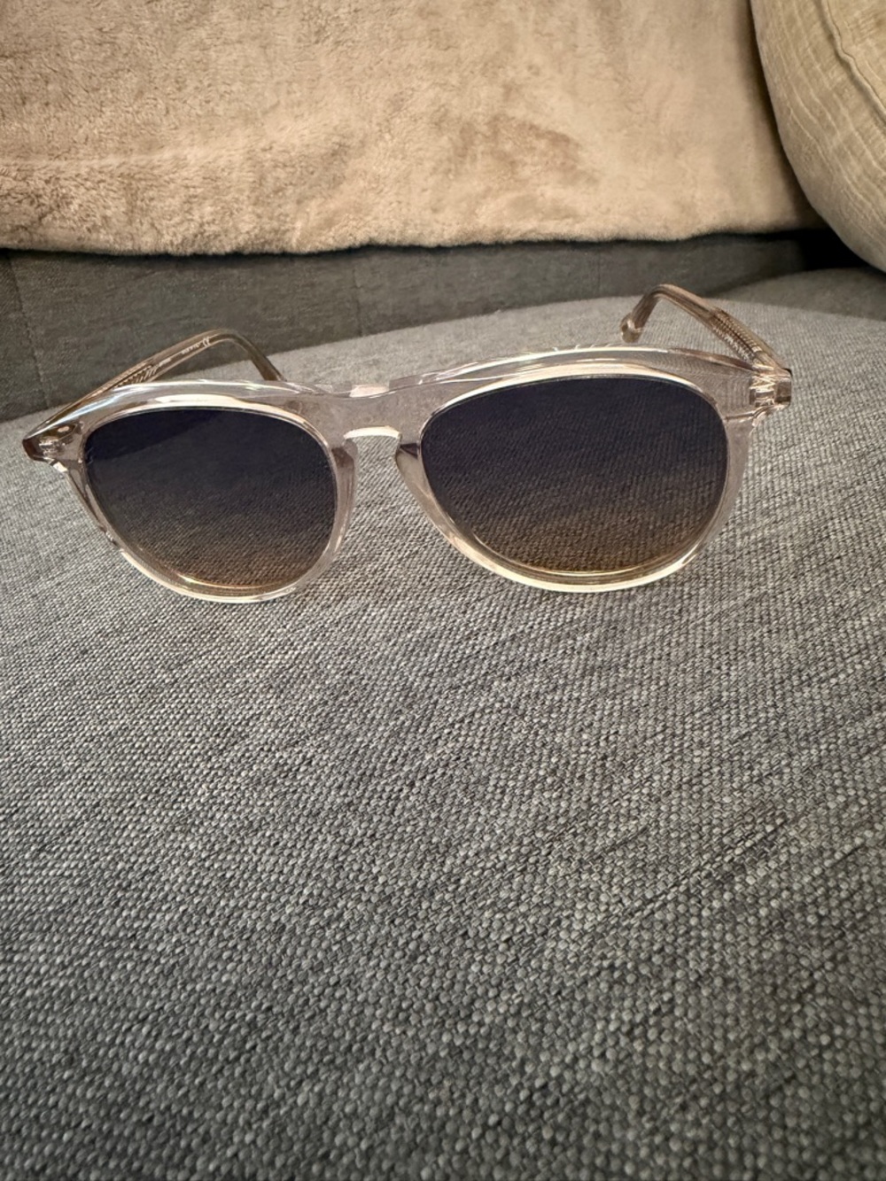 Chloe Clear Frame Sunglasses with Gradient Smoke Lenses
